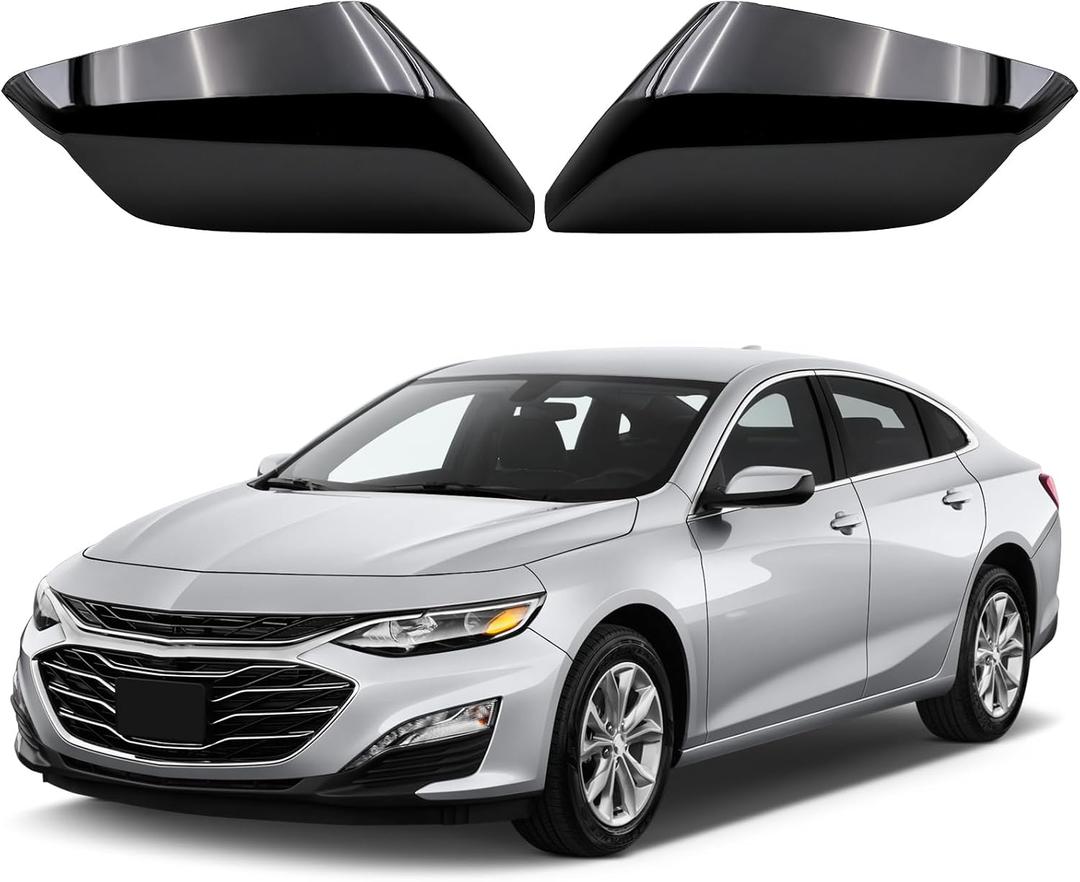 Gloss Black Side Mirror Cover Cap Fits For Chevrolet Malibu 2016 2017 2018 2019 2020 2021 2022 2023 Replace 84026842 84026841
