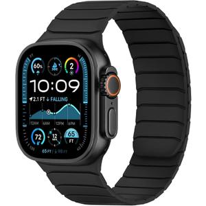 Tasikar Magnetic Bands Compatible with Apple Watch 49mm 46mm 45mm 44mm 42mm Soft Silicone Replacement Loop Wristband Compatible with iWatch Ultra SE Series10 9 8 7 6 5 4 3, Black