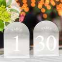 JOYIT Frosted Arch Wedding Table Numbers 1-30 with Stands - 5" X 7" Acrylic Sign Table Number Holders, Perfect for Wedding Receptions, Parties, Anniversaries, and Events (Frosted White Font)
