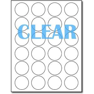 Crystal Clear Labels for Laser Printers - 1-2/3" Round - 24 per Sheet - 10 Sheets / 240 Circular Labels