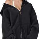 Dnzzs Womens Zip Up Hoodie Oversized Acid Wash Sweatshirts Heavyweight Fall Fashion Outfits Casual Jackets Winter Clothes (Large, Black)