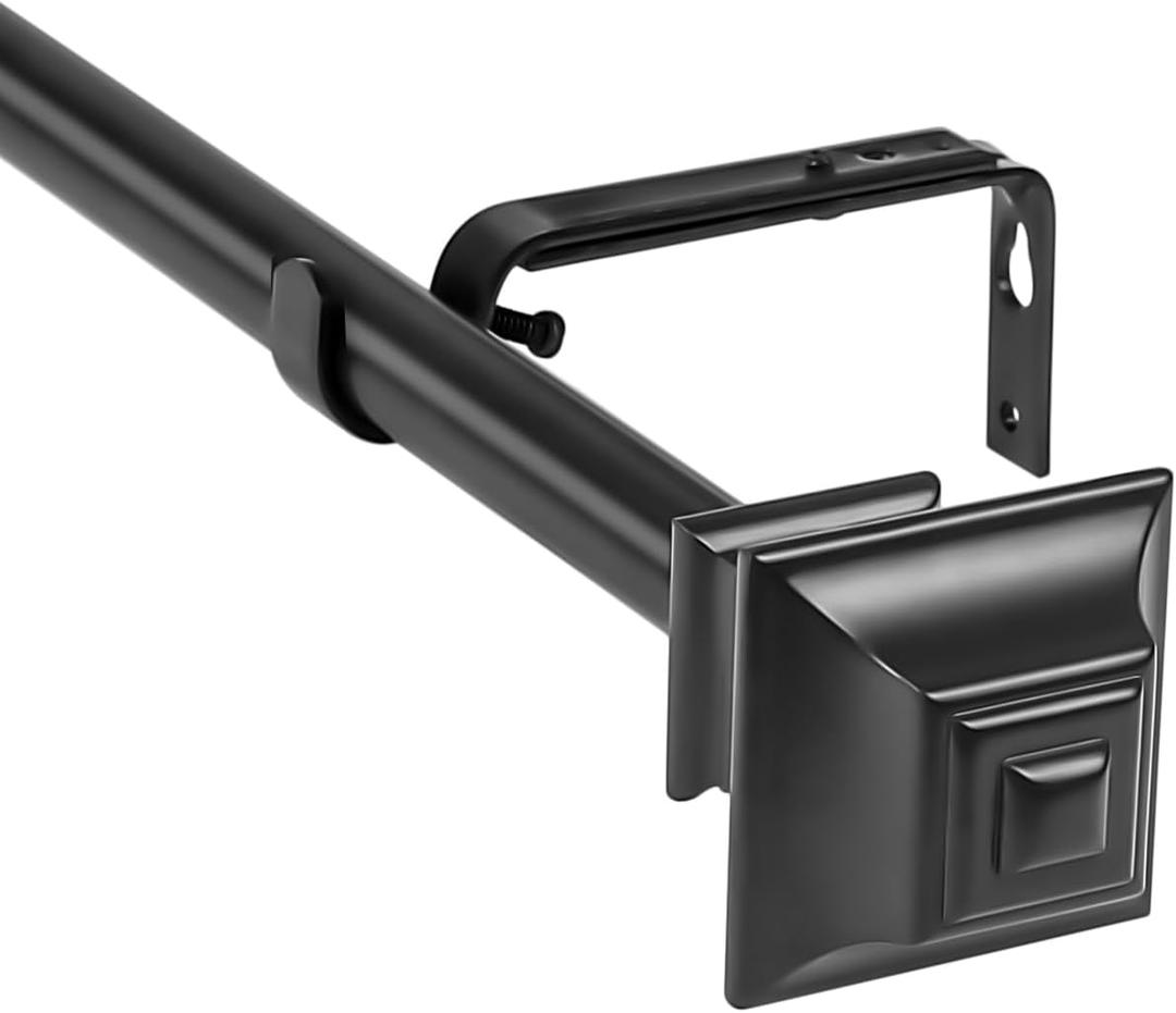 Urbanest 1-inch Diameter Pila Adjustable Single Drapery Curtain Rod, 84-inch to 120-inch, Black