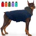 EMUST Winter Coat for Large Dogs, Windproof Dog Jacket for Cold Weather, Extra Warm Dog Winter Clothes for Small Medium Large Dogs, Dark Blue, XXL