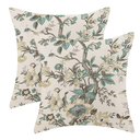 Taupe Floral Throw Pillow Covers 18x18 Set of 2, Flower Print Linen Decorative Pillow Cover Neutral Vintage Outdoor Cushion Cover Taupe Black Floral Pillowcase for Sofa Couch Farmhouse Room