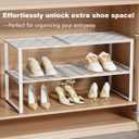 Multi-Functional Adjustable Metal Wire Shoe Rack Organizer - Stackable Shoe Storage for Closet, Extendable 15-24.4in, Retractable Entryway Shoe Cabinet Shelf (White, 2 Pack)