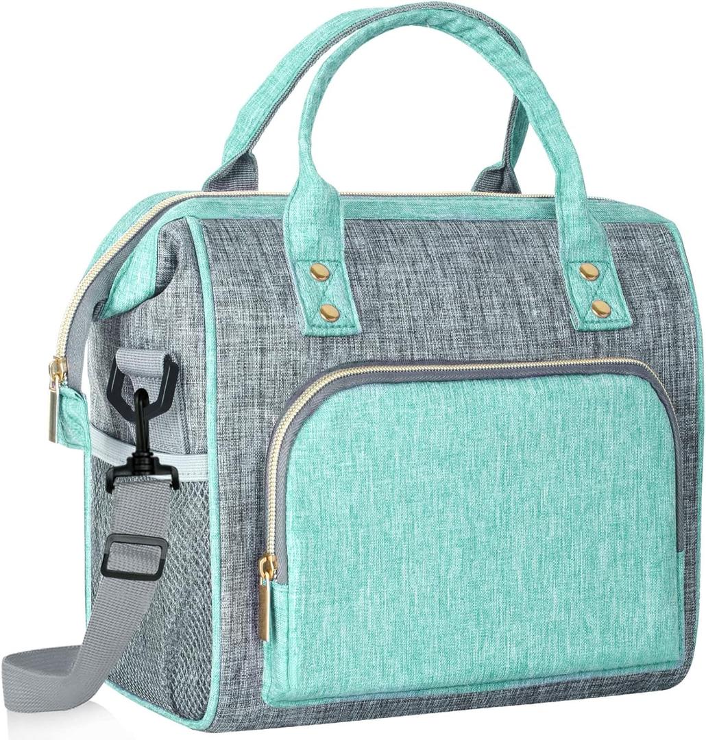 IDEATECH Large Insulated Lunch Bag for Women -12L Adult Lunch Box Wide Opening with Shoulder Strap - Leakproof Cooler Tote Bag for Office Work, Picnic & Travel, Cute Gifts for Women, Mom (Teal)