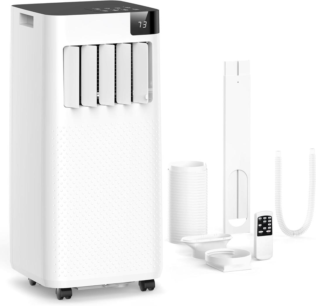 ZAFRO 10,000 BTU Portable Air Conditioners, 4 Modes Portable AC Unit with Fast Cooling/Energy Efficient/Remote/24Hrs Timer for Bedroom/Dorms/Indoor Rooms, White