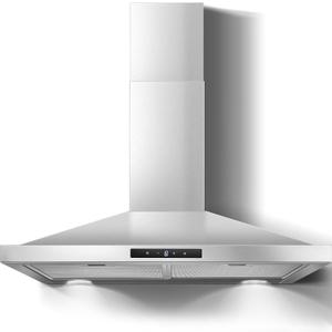Range Hood 30 inch Stainless Steel, Wall Mount kitchen Hood Ducted/Ductless Convertible, Vent Hood w/ 3 Speeds, Touch Control, 5-Layer Mesh Filters, Energy-Saving LED Lights