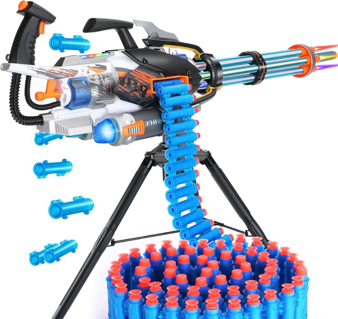 Ouzhimanxing Automatic Gatling Blasting Toy Foam Blasters, Soft Bullet Toy Gun for Kids, Gatling Shooting Model Kit for Adults with 80 Soft Foam Bullets, Kids’ Revolving Toy Gun
