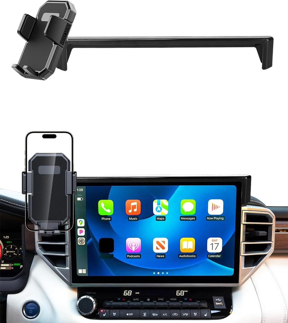 PZK Car Phone Mount for Toyota Tundra 2022-2025 2026 /Sequoia 2023-2025 2026 Accessories 14-Inch Screen Car Phone Holder Auto Lock 360 Rotation Hands Free Phone Cradles Not Affect Air Vent
