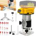Cordless Wood Router Trimmer for Dewalt 20V Battery, 6 Speeds Wood Trimmer Set, 800W 30000 RPM Brushless Motor Hand Palm Router with 15pcs 1/4"Shank Router Bits for Woodworking,Slotting(NO Battery)
