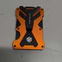 Minimalist Wallet for Men- Slim Aluminum Metal Money Clip Wallet with Clear ID Card Holder, Carbon Fiber Wallet, RFID Blocking,Holds up 15 Cards with Cash Clip,Ultra-Thin Tactical Wallet- Orange