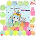 POKONBOY Mochi Squishy Toys Glow in The Dark for Party Favors - 30 Pack Mini Kawaii Cute Animal Squishies Stress Relief Squishy Animals Mochi Cat Squishy with Gift Box