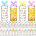 Qinyoung 24 Pack Reusable Valentine's Day Cups with Lids and Straw Bows Candy Conversation Heart Plastic Cups 13.5oz Valentine's Party Clear Drinking Cup Tumblers for Galentines Party Supplies Gifts