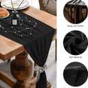 2 Pack 10 Ft Chiffon Table Runner Black Gauze Long Table Runners 27x120 Inches Sheer Tulle Table Runner for Rustic Wedding Reception Bridal Shower Decorations Birthday Party