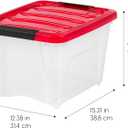 IRIS USA 19 Qt. Stackable Plastic Storage Bins with Lids, 4 Pack - BPA-Free, See-Through Organizing Solution, Latches, Durable Nestable Containers, Secure Pull Handle, Made in USA - Red