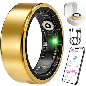Smart Ring Fitness Tracker for Women and Men, Heart Rate Monitor, Sleep and Stress Monitoring, Menstrual Cycle Tracking, Step Counter, IP68 Waterproof, No Subscription, Compatible with iOS and Android