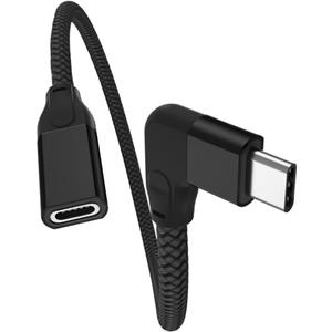 Itramax Right Angle USB C Extension Cable 0.66FT,Short USBC Cable Type C 3.1 3.2 Gen2(10Gbps) Male to Female 90 Degree/L Shape Thunderbolt 3 Cord for iPhone 16 15 Pro Max,iWatch 10,Mac,iPad mini 6 7