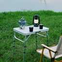 Yriuat Folding Camping Table 2ft Portable Pinic Table Adjustable Height Small Card Table Aluminum Foldable Lightweight with Carry Handle for Outdoor Indoor Hiking Camp BBQ Beach, 24"l X 16"w X 24"h