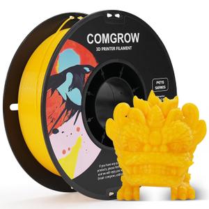 Comgrow PETG 3D Printer Filament 1.75mm, High Precision and Tough 3D Printer Filament 1kg (2.2LBS), Dimensional Accuracy +/- 0.02 mm, Fit Most 3D Printers Yellow