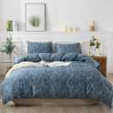 HoneiLife Duvet Cover Queen Size - 100% Cotton Comforter Cover Floral Duvet Cover Sets, Breathable Bedlinen Set with Zipper Closure & Corner Ties,3-pcs Wildflower Comforter Cover Sets