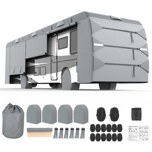Mofeez Class A RV Cover, Heavy Duty Camper Cover 31-34ft, Extra-Thick 7 Layer Windproof Anti-UV Rip-Stop Class A Motorhome Cover with 2Pcs Extra Straps, 6 Gutter Covers & 4 Tire Covers