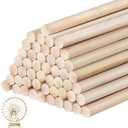 Santoy 100 PCS Dowel Rods Wood Sticks Bamboo Dowel Rods - 1/4 x 12 Inch Unfinished Wooden Sticks - for Crafts,DIYers,Tiered Cake Support and Wedding Ribbon Wands
