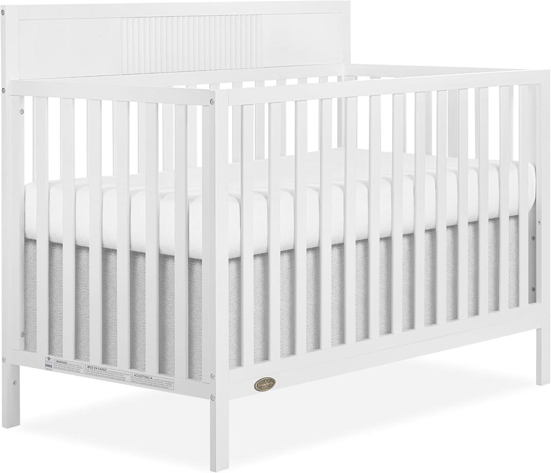 Dream On Me Ivy 5-in-1 Convertible Full-Size Baby Crib in White, GreenGuard Gold & JPMA Certified, 3 Mattress Heights, Converts to Toddler, Day & Full-Size Bed, Safe & Stylish Nursery, 54.5"L x 29.3"W x 42.3"H