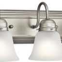 Kichler 24" 3-Light Vanity Bath Light in Brushed Nickel, Modern Bathroom Light with Clear Satin Etched Glass, (24" W x 8" H), 5337NIS