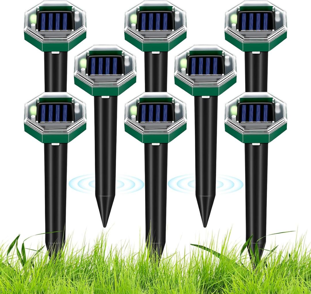 2026 Mole Repellent Solar Powered, Ultrasonic Gopher Vole Repeller for Yard, Mole Stakes Deterrent for Vole Groundhog Chipmunk Snake, Rodent Repeller Outdoor for Lawns Gardens Farms (8 Pack)