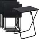 LOFTEY Tv Trays Set of 4, Folding TV Dinner Tray, Portable TV Tables for Living Room for Eating, Heavy Duty Foldable Side Table for Eating on Couch&Sofa, Black