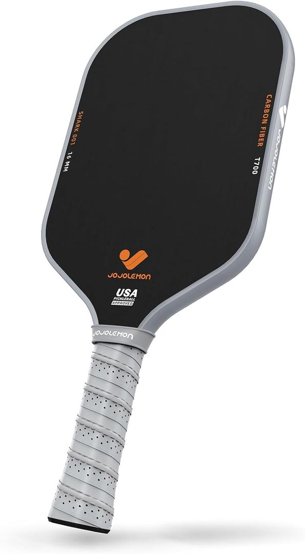 JOJOLEMON Pickleball Paddles, Carbon Fiber Pickleball Paddle with a 16mm Shark Power Polymer Core, The Pickleball Rackets Designed for Ultimate Spin & Consistency, 16mm Standard
