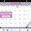 Desk Calendar 2026-2027, 21-Month Calendar Runs Unitl June 2027, Large 17" x 12" Monthly Desktop & Wall Calendar for Home & Office - Checkered