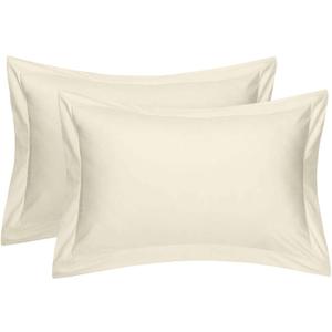 Cotton Metrics Heavy Quality Ivory King Pillow Shams Set of 2 600TC 100% Organic Cotton King Size 20X40 Decorative Pillow Cover with 2 Inch Flange