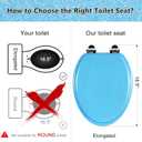 Angol Shiold Glitter Toilet Seat Molded Wood Elongated Toilet Seat with Quietly Close and Quick Release Hinges, Easy to Clean also Easy to Install (Elongated 18.5'', Blue)