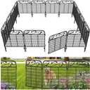 AMAGABELI 4 Panels 44 in(H )X 12 ft(L) Decorative Garden Fence Gate,Dog Fence Outdoor for Yard,Rustproof Tall Garden Fencing Animal Barrier Metal Wire Panel Border with Leaves for Flower Bed Black