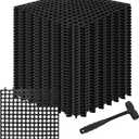 24 Pack Garage Floor Tiles, 12x12 Inch Interlocking Drainage Tiles Non-Slip Deck Tile with Holes for Bathroom, Pool Deck, Gym, Garage, Kitchen & Wet Areas, Easy Splicing Anti-Fatigue Mat, Black