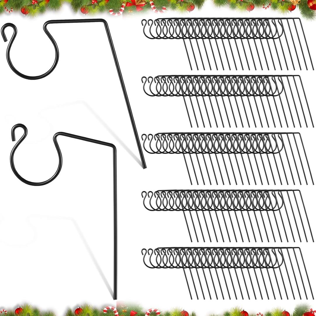 3 x Ferraycle Metal Christmas Light Gutter Hooks Christmas Light Hanger Hooks for Gutters Stainless Steel Xmas Outdoor Clips for Kitchen Bathroom Work Shop Garden(Black,100 Pieces)
