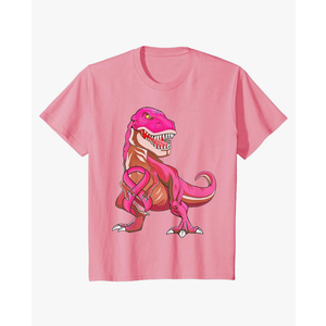 Pink Ribbon T-Rex Breast Cancer Awareness for Boys Kids T-Shirt 2T
