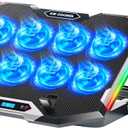 ICE COOREL Gaming Laptop Cooling Pad with 8 Cooling Fans, Laptop Fan Cooler Pad for 15-17.3 Inch, Notebook Cooler Stand with 6 Height Adjustable, RGB Cooling Pad with Two USB Port + Phone Stand