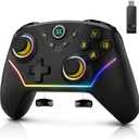 Multi-Platform Wireless Controller, PC Gaming Controller with 2.4G Adpater/Hall Joysticks/Hall Triggers/1200 mAh Battery/4 Programmable Buttons/RGB Lighting, Compatible with PC Windows 7/8.1/10/11, Switch/OLED/Lite, iOS, Android, Steam-Black