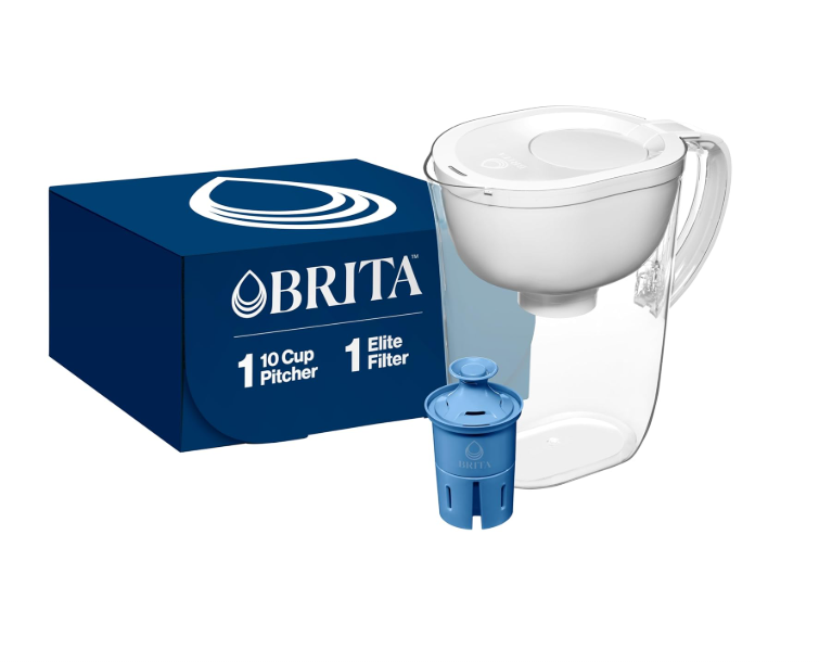 Brita Water Pitcher, Everyday Elite Filter, Removes 99% of Lead, Includes 1 Filter, 10-Cup Capacity, White
