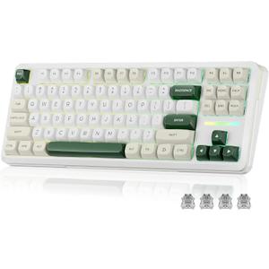 Redragon K734W Wireless Mechanical Keyboard, Tri Mode BT5.0/2.4G/USB-C 75% 81 Keys TKL Custom Hot Swappable Gaming Keyboard, Pre-lubed Linear Switches,RGB Gasket Computer Creamy Keyboard, for PC/MAC