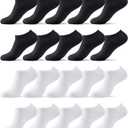 MONFOOT Men's/Women's 10-20 Pairs Thin Cotton Low Cut Ankle Socks, Multipack (01 Black(10), White(10))