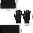 Knitted Beanie Cap Scarf Touchscreen Gloves, 3 Pieces Winter Warm Set for Women Men (Black)