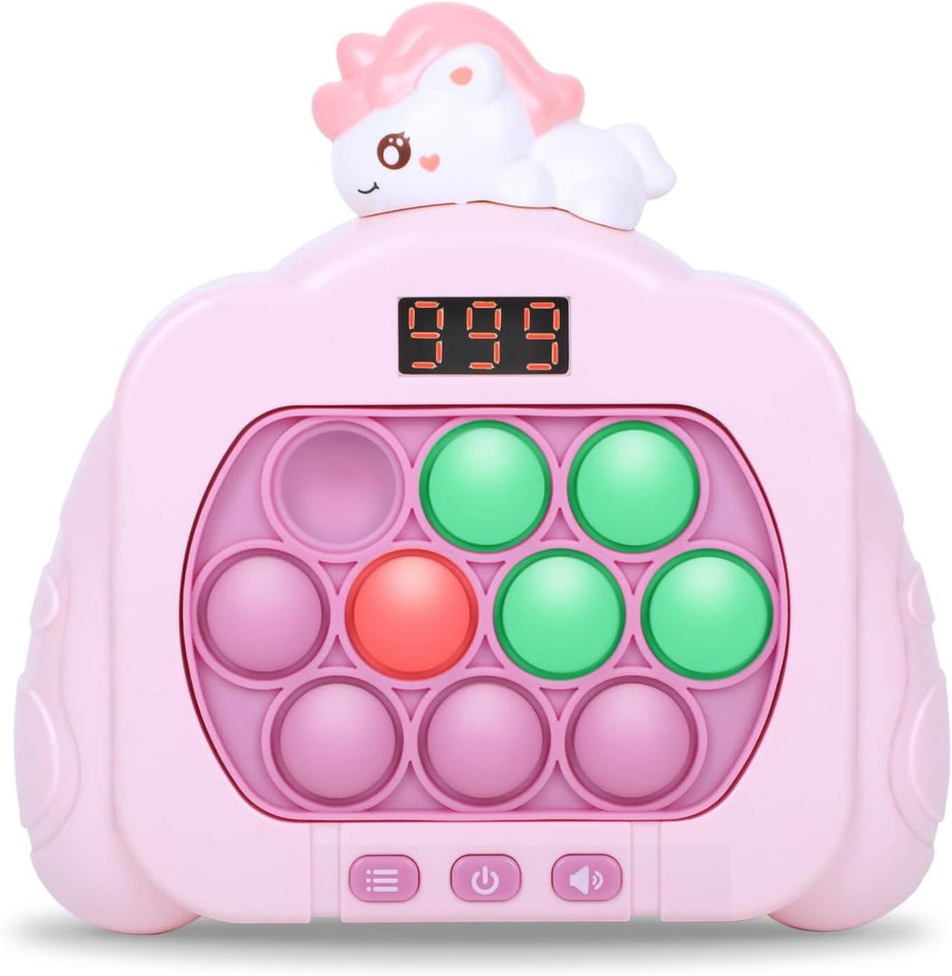 Quick Push Pop Game Fidget Toys, 12 Modes LED Screen Light Up Fast Push Bubble Game, Handheld Speed Pushing Game, Christmas Toys Gifts for 6 7 8 9 10 11 12 Years Old Kids Stocking Stuffers (Unicorn)