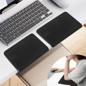 L-Shaped Elbow Pad for Desk, 2 Pack 11.8" x 7.9" Wide Desk Edge Cushion with Wavy Massage Texture, Ergonomic Memory Foam Desk Arm Rest for Typing Pain Relief - Non-Slip Office Desk Accessories