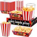 AmazingSpark 108 Pcs/ 36 Sets Movie Night Snack Trays Popcorn Boxes Cardboard Popcorn Buckets Containers Food Trays for Theater Party Decorations(Movie Night)