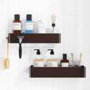 Kitsure Shower Caddy - 2 Pack Adhesive Shower Organizer, Rustproof Metal Shelves, No-Drill Bathroom Organizers and Storage, Brown, Large
