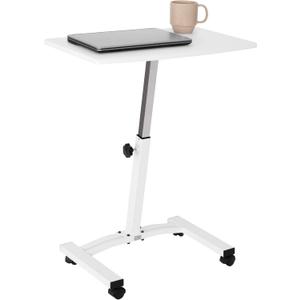 Seville Classics Airlift Mobile Height Adjustable Laptop Stand Computer Workstation for Sitting Classroom Home Office Medical Table w/Wheels, Flat Desk 24", White
